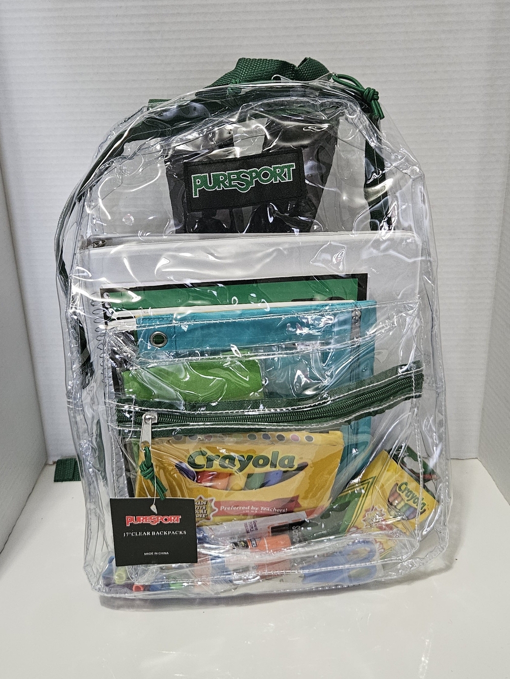 Source Unknown Clear Puresport Kids Backpack with Green Accents